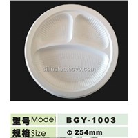 Dispostable 100% biodegradable corn starch-based plate 10inch 3 compartment