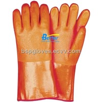 Foam and Cotton Interlock Shell With Hi-viz PVC Dipped Sandy Finished Work Gloves BGPC504