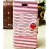 Leather Case for iphone 5, Magnet Materials Button Enclosure Standing Function