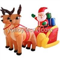 Outdoor Inflatable Sleigh with Santa and Reindeer