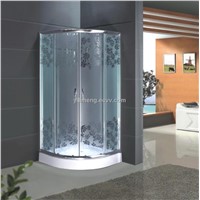 Tempered Misty Glass Shower Cabin with Flower Image
