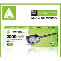 W2055 Melon wireless network card 54mbps,RTL8187L,2000mw,10dbi antenna