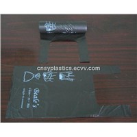 HDPE black T-shirt bag in roll(Plastic bag/Garbage bag/Trash bag/Rubbish bag/Refused sack/Roll bag)