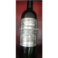 Metal Wine Label, soft stannum bottle sticker, Adhesive Cognac label, Embossed adhesive label