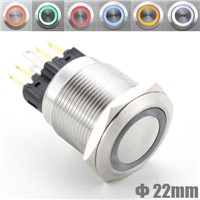22mm diameter stainless steel  ring illuminated LED push button switch