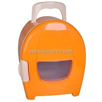 8L orange color AC220-240V/60HZ DC 12V portable car fridge(coling and warming double used)