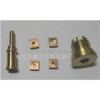 Auto lathe custom machining red copper pins,drlling 1.0 hole,milling square shape,can small orders