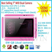 Best selling android tablet dual camera Q88 Boxchip A13