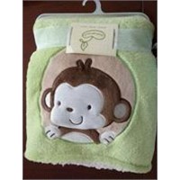 Embroidery Coral Fleece Baby Blanket, cute baby blanket