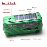 Solar Powered/ Hand Dynamo Crank Flashlight AM/FM Radio
