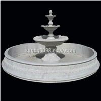 Three-tier grey granite fountain with pool
