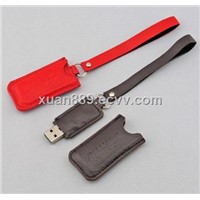 wholesale leather USB flash drive pen drive gift leather USB flash customer logo printing