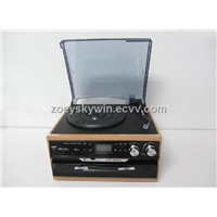 wooden turntable music player with USB/mp3/cd/casstte players