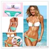 2013 new design sling bikini hot sexy swimwear white and green mix up top and botoom swimwear