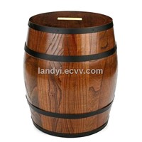Wooden Barrel Money Bank