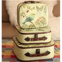 2013 New Birds Wood Suitcase Decorative Wood Storage Vintage Suitcase Gift Box