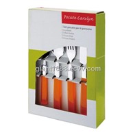 24pcs Plastic Handle Cutlery Set with Paper Box