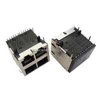 2x2 Stacked RJ45 Connector with 10/100base transformer