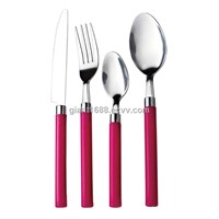 4pcs Popular PP Plastic Handle Cutlery,Spoon,Fork,Knife,Tea Spoon