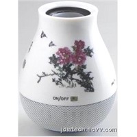 Blue and white porcelain vase shapes with bluetooth speaker for gift