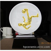 Ceramic Soccer Trophy Plaque