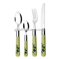Flower Printing High Quality Plastic Handle Cutlery Set G685