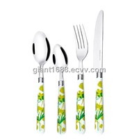 Flower Printing High Quality Plastic Handle Cutlery Set G686