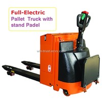 Full-Electric Pallet Truck with stand padel