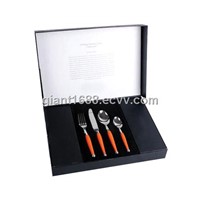High Class Plastic Handle Cutlery Set with Paper Box 24pcs