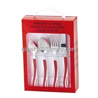 Plastic-Handle Stainless Steel Cutlery Set with PVC Box