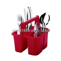Plastic Handle Cutlery Set with Plate Basket GP183