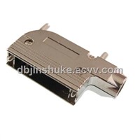 Right Angle All Metal D-Sub Hoods - Two Piece 90 Degree Exit Backshells with Thumbscrews