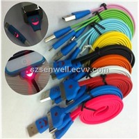 Smile Pattern Noodle Style Luminous USB Data Sync Charger Cable for iPhone