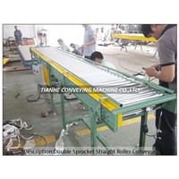 motor driving single double sprokcet roller conveyor, single double chain driving roller conveyor