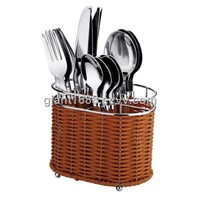 Plastic Handle Cutlery Set with Craft Basket GP108