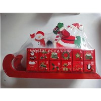 wooden snowman with sleigh