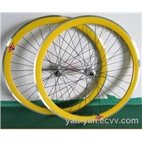 700C Yellow fixed gear bike wheel sets