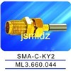 SMA female connector,straight,crimp,thread coupling,mounted with nut