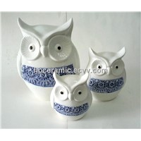 Ceramic Owl with Blue Scarf