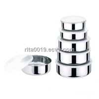 5 PCS STAINLESS STEEL FOOD STORAGE CONTAINERS MIXING BOWLS SET WITH LIDS