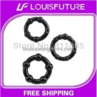 Black Stay Hard Beaded Cock Rings/Silicone Penis Ring STG013