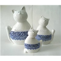 Ceramic Cat with Blue Scarf, Interior Decoration