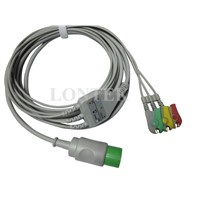 Compatible Spacelabs ECG cable one piece type 3 lead clip end
