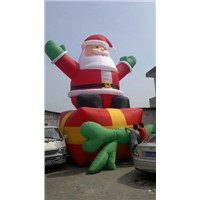 Giant Inflatable Santa Claus on Gift Box for Outdoor Decoration (XZ-CH-024)