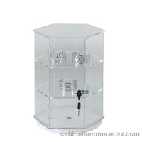 Lockable Rotating Acrylic Display Cabinet Clear Perspex Display Case-6 Side