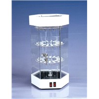 Revolving Acrylic Jewelry Display Showcase LED Lighting Perspex Watch Cabinet