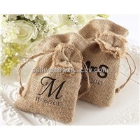 "Rustic Renaissance" Burlap Favor Bag with Drawstring Tie - Available Personalized (Set of 12)