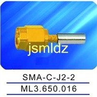 SMA male connector ,crimp style,straight,connecting 2mm diameter insulator ,2 layer braid shield