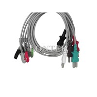 SPACELABS 5 lead wire ECG cable, TRU-LINK Plug style ECG Lead Wire,Clip,AHA,700-0006-08