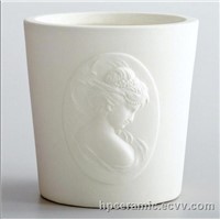 White Ceramic Candle Pot